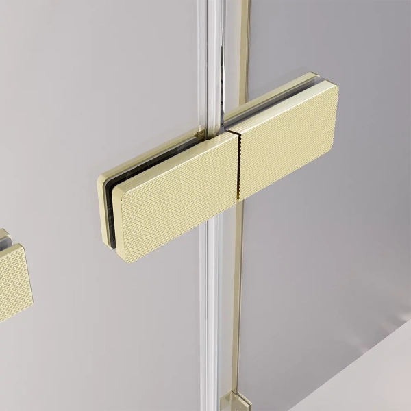 Душевая дверь распашная Veconi Premium Alassio G, 1500х2000, брашированное золото, стекло прозрачное осветленное