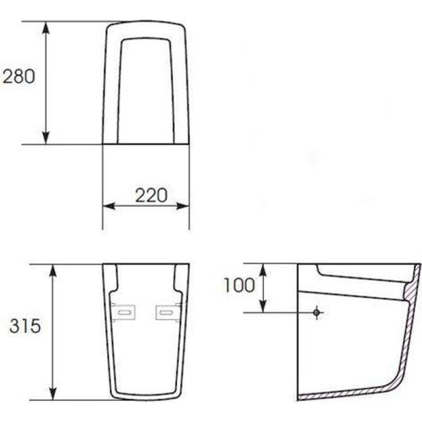 Полупьедестал Cersanit CARINA, P-PP-CA50/55/60