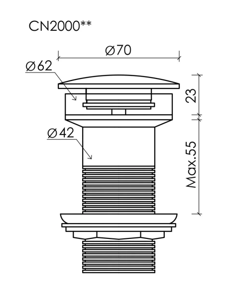 Донный клапан Ceramicanova, Темный антрацит матовый, CN2000MDH