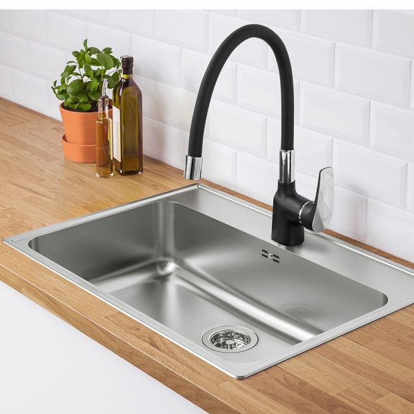 Смеситель для кухни с гибким изливом FRAP F4453-04, черный