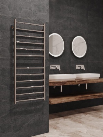 Полотенцесушитель водяной Stinox Toscana 500x1200, нижнее подключение, хром, 1/2" ВР (внутренняя резьба), 12 перекладин