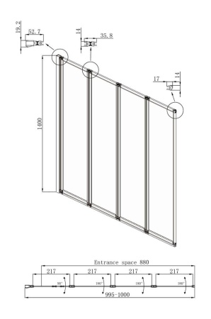 Шторка для ванны Ambassador Bath Screens 16041111L 1000x1400
