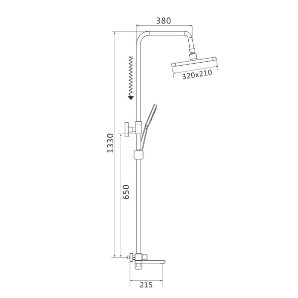 Душевая система Shevanik S9936T, оружейная сталь