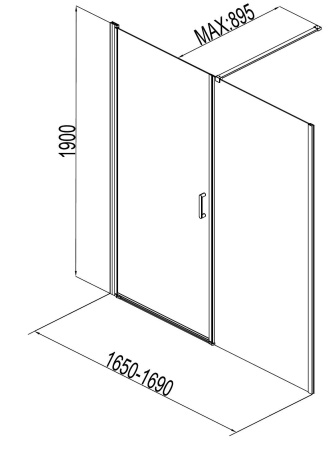 Душевая дверь Aquanet Cinetic 170, прозрачное стекло (AE12-N-80H190U-CT + AE12-F-90H190U-CT)