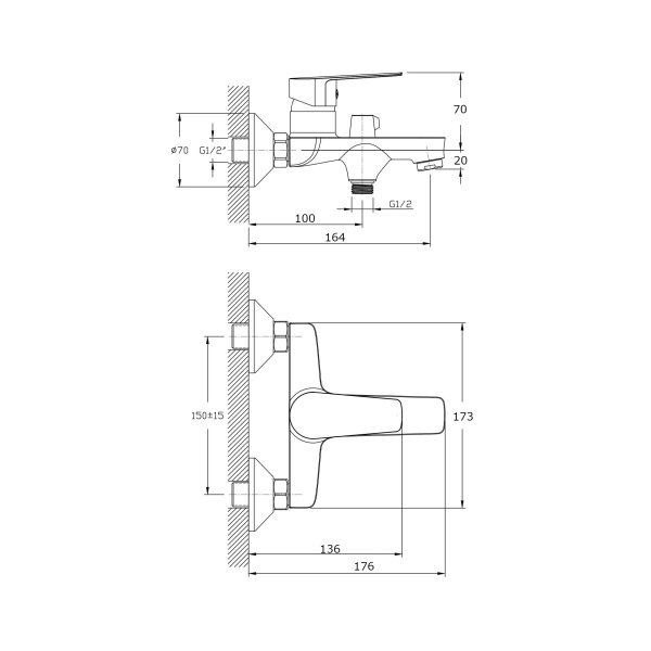 Смеситель для ванны RUSH Disco DI6935-44