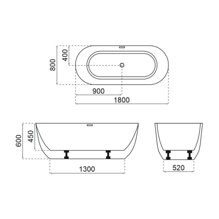 Ванна акриловая SMARTFLOW Grande SMF8651, 180x80 см