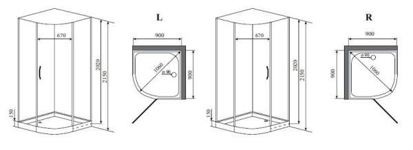Душевая кабина Timo Premium ARMO 90x90x215