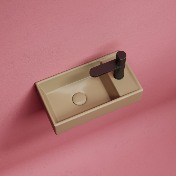 Умывальник Ceramicanova подвесной прямоугольный (чаша слева, отверстие под смеситель справа) цвет черный матовый Element 407x217x100