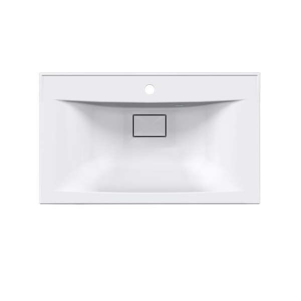 Тумба Vincea Mia 750 подвесная, 2 выкатных ящика soft close, Beton с умывальником VCB-3M750W из искусственного камня, цвет белый