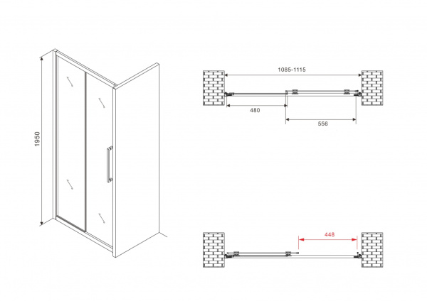 Душевая дверь ABBER Schwarzer Diamant AG30110MH