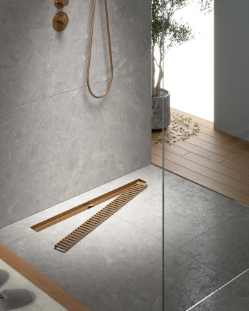 Душевой лоток TIMO Drain System 600 с вставкой "lines", Розовое золото