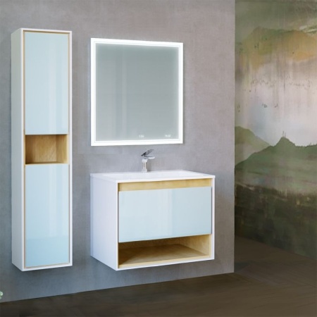 Тумба под раковину Jorno Glass 80 Gla.01.77/P/W белый глянец