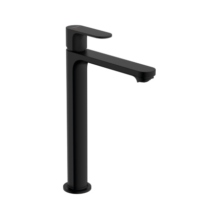 Hansgrohe Rebris S Смеситель для накладной раковины 240 CoolStart со сливным гарнитуром черный матовый 72580670