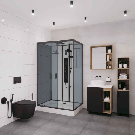 Душевая кабина Niagara Premium NG-6912-01GQR BLACK 120х80х210, низкий поддон 16 см, стекло тонированное