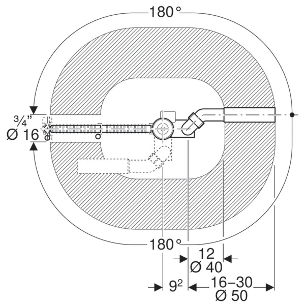 Слив-перелив для ванны Geberit 150.711.21.1 с наполнением ванны через перелив , удлиненный