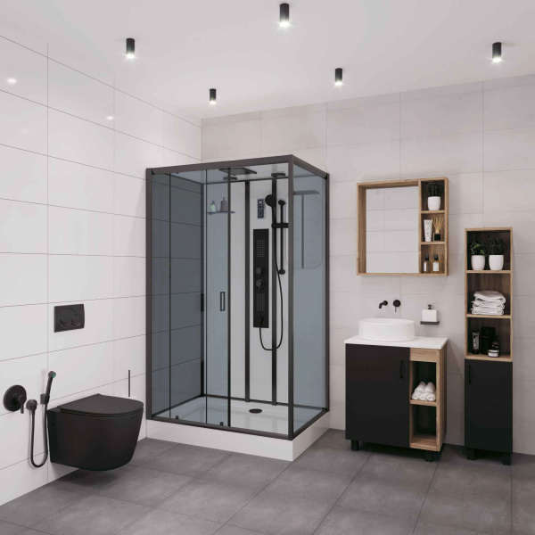 Душевая кабина Niagara Premium NG-6912-01GQR BLACK 120х80х210, низкий поддон 16 см, стекло тонированное