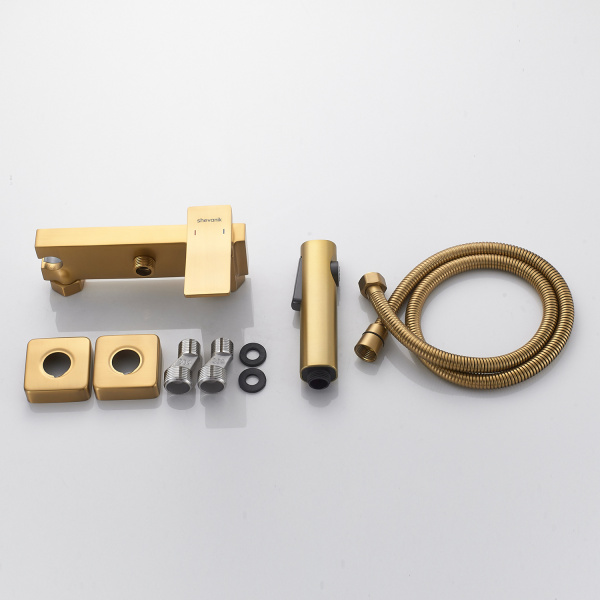 Гигиенический душ со смесителем Shevanik S4005G-1, золотой сатин