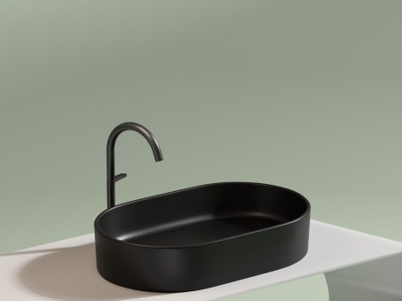 Умывальник чаша накладная овальная (цвет Черный Матовый) Элемент (Element) 608x385x122мм