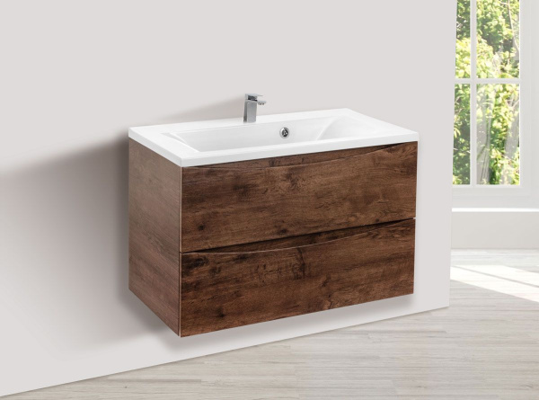 Тумба под раковину Vincea Mia 800 подвесная, 2 выкатных ящика soft close, R.Wood