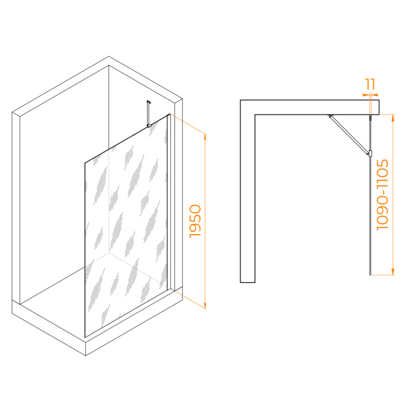 Душевая перегородка RGW WA-102 1100