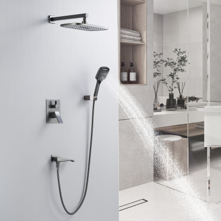 Душевая система встраиваемая Shevanik S4035T, оружейная сталь
