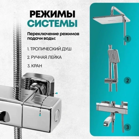 Душевая система с термостатом Grocenberg GB7005 Хром