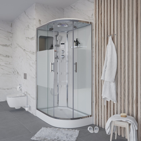 Душевая кабина Niagara Ultra NG-303-01L 120х80х220, низкий поддон 16 см, стекло прозрачное с матовой полосой