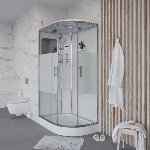 Душевая кабина Niagara Ultra NG-303-01L 120х80х220, низкий поддон 16 см, стекло прозрачное с матовой полосой