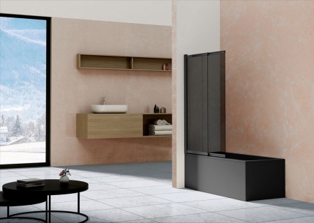 Душевая шторка на ванну Vincea VSB-1E100CGB, 1000*1450, матовый черный, стекло тонированное