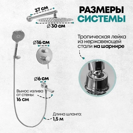 Душевая система скрытого монтажа Grocenberg GB5001 Хром