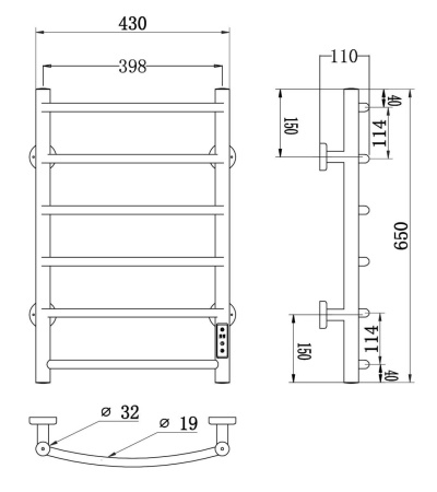 Полотенцесушитель RoxenBath Santi 11030-4365B электрический