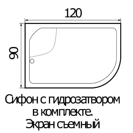 Поддон душевой Wemor 120/90/44 R ассимметрия 1200x900x440 мм