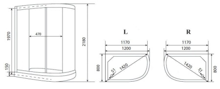Душевая кабина Timo eco ТЕ-0702 L 120x80x215