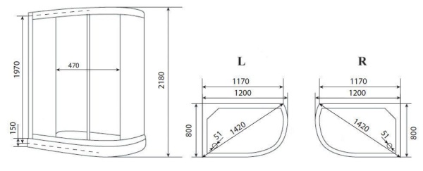 Душевая кабина Timo eco ТЕ-0702 L 120x80x215