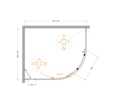 Душевой уголок CEZARES MOLVENO-RH-1-120/100-C-Cr-IV