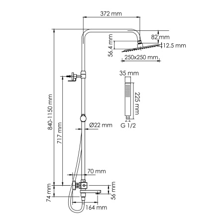 A299.255.218.BM Thermo Душевой комплект WasserKRAFT с термостатическим смесителем