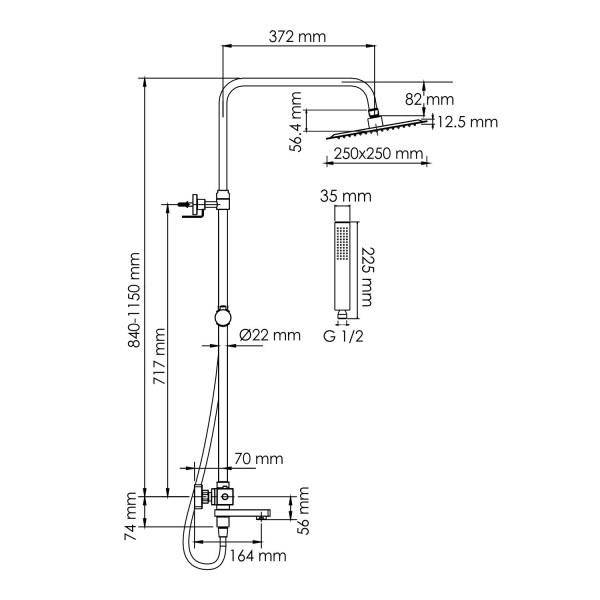 A299.255.218.BM Thermo Душевой комплект WasserKRAFT с термостатическим смесителем