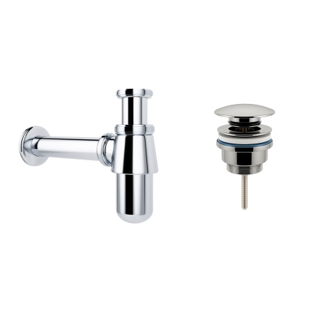 Комплект 3 в 1 Lavinia Boho Bathroom Sink 21520436: врезная фарфоровая раковина 60 см, металлический сифон, донный клапан