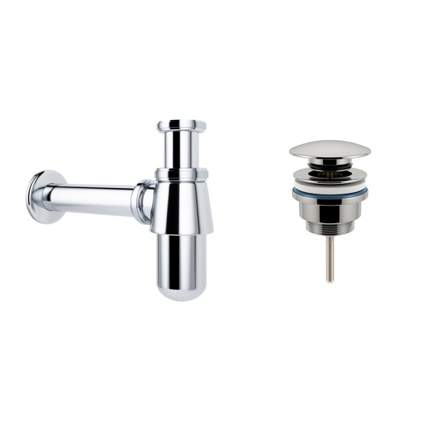 Комплект 3 в 1 Lavinia Boho Bathroom Sink 21520545: врезная фарфоровая раковина 60 см, металлический сифон, донный клапан