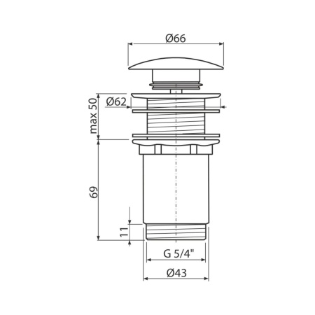 Водослив для умывальника Alcaplast click/clack 5/4", A395B