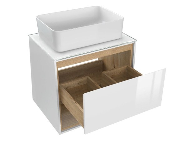 Тумба под раковину подвесная Cersanit LOUNA 60 со столешницей белый, SP-SZ-LOU60-BL/Wh