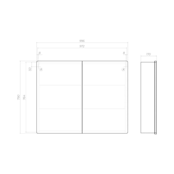 Зеркальный шкаф VIGO Geometry 119, 100 см