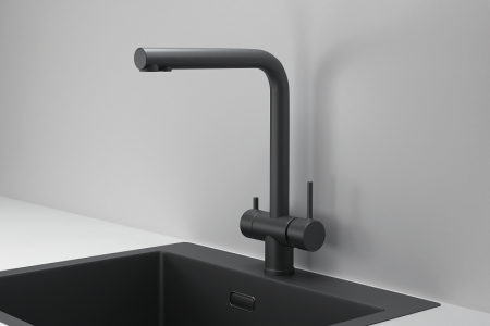 Смеситель для кухни Granula Kitchen Space 7011 черный матовый, подключение к фильтру