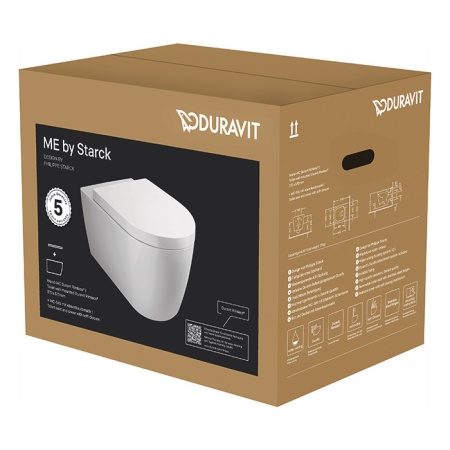 Duravit Me by Starck Комплект: унитаз подвесной, безободковый, покрытие Durashield, сиденье SoftClose, цвет: белый 452909AAA1 (252909AA00+002009)