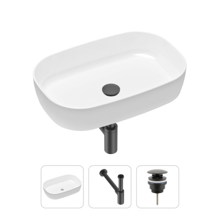 Комплект 3 в 1 Lavinia Boho Bathroom Sink 21520062: накладная фарфоровая раковина 54 см, металлический сифон, донный клапан