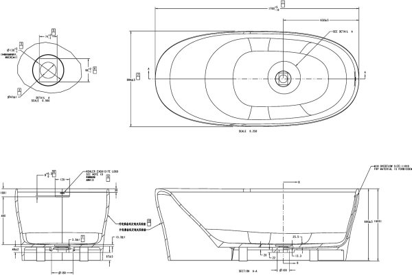Ванна из искусственного камня Allen Brau Krion Neo 170x80 2.35001.21 белый матовый