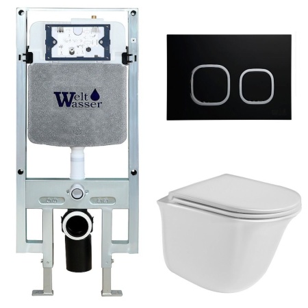 Унитаз с инсталляцией WeltWasser AMBERG 497 ST + TELBACH 004 GL-WT + AMBERG RD-BL