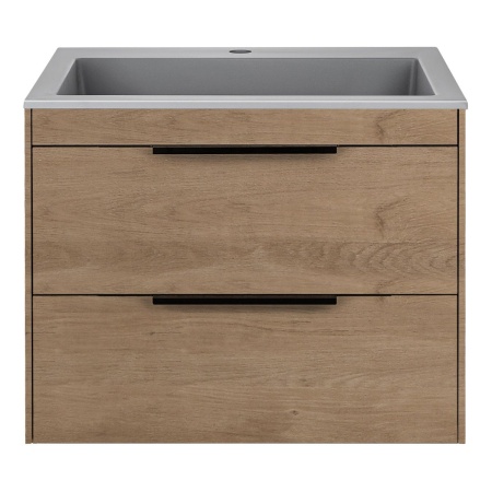 Тумба под раковину Vincea Chiara 2D 600 подвесная, 2 выкатных ящика soft-close, N.Oak