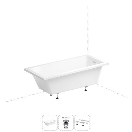 Акриловая ванна в наборе 3 в 1: встраиваемая ванна, слив-перелив, ножки Wellsee FreeDom 2.0 20212794R