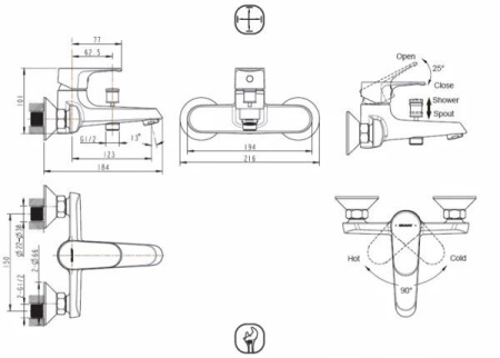 Смеситель для ванны Bravat Alfa F6120178CP-01